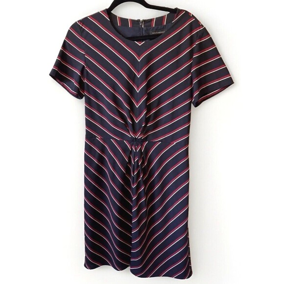 BANANA REPUBLIC Dress Size 10 Blue Red Short Sleeve‎ Knee Length Career - Picture 1 of 13